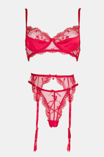 Decoro Sexy Dessous-Sets mit Spitze & Straps Rot