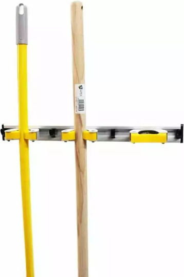 Wall-Mounted Aluminum Broom Mop Holder 3 Slots 42 X 6.5 X 5 Apex 50910