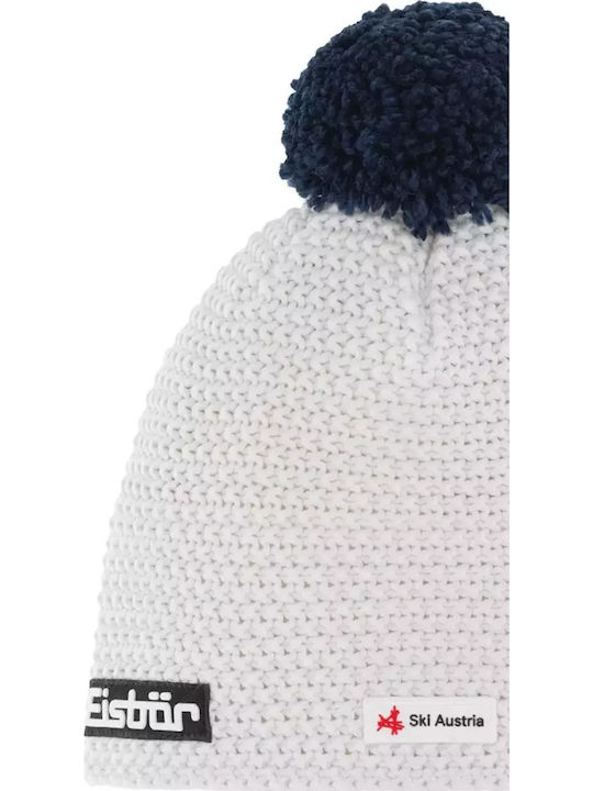 Pom Pom Beanie Beanie Knitted in White color