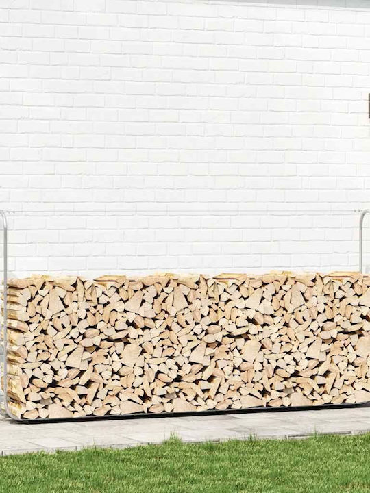 vidaXL Καυσόξυλων Inox Ράφι Αποθήκευσης Ξύλων 300x25x150cm Ασημί