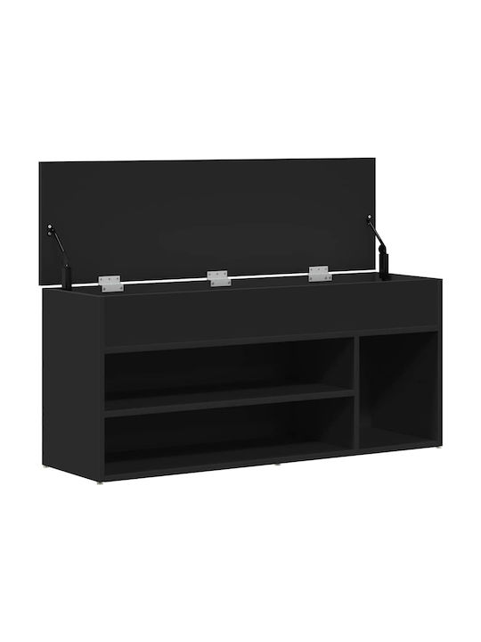Мебел за антре със Шкаф за Обувки и Пейка Черен 102x30.5x45см