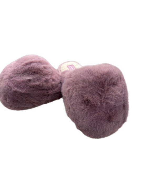 Winter Women's Slippers with fur in Pink color