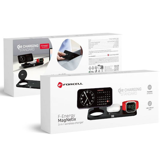 Forcell Kabelloses Ladegerät Qi2 20.5W Schwarzs (F-Energy MagNetix 3in1)