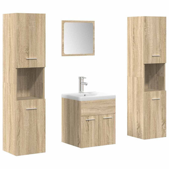 vidaXL Bench with Washbasin, Mirror & Column L42xW18xH39cm Coffee