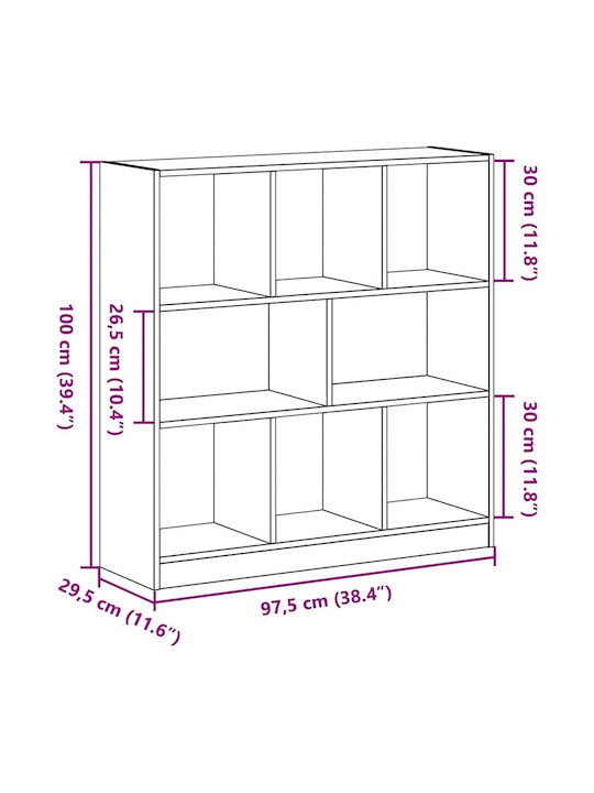 Bibliothek Black Oak 97.5x29.5x100cm