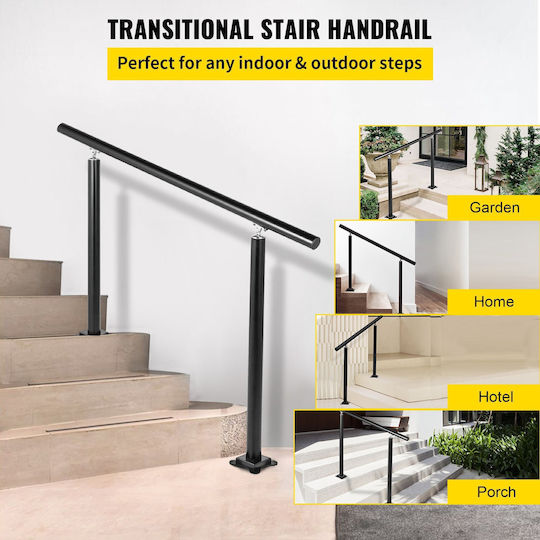 Vevor Handrail Outdoor Stair 3 Feet 34 Inches Exterior Handrail Black Railing Adjustable 0 to 60 Degrees Stair Handrail Outdoor Stair Railing Black Aluminum Garden