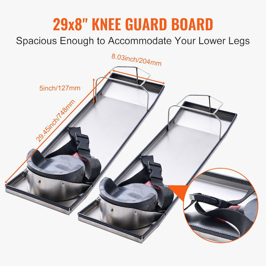 Vevor Concrete Knee Boards Inox 30'' X 8'' Concrete Sliders Knee Boards Concrete Concrete Knee Pads Moving Sliders Knee Pads & Straps Cement Board Concrete Finishing