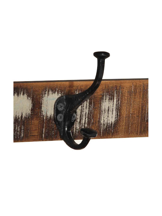 vidaXL Wooden Wall Hanger 6 Hooks Multicolour 80x35x35cm
