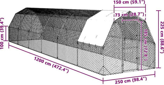 Vidaxl Chicken Run Roof 2.5x12x2.25 m Galvanized Steel Silver