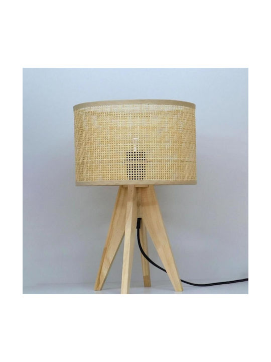 Table Lamp Rattan Wooden Base H36.5xø24cm