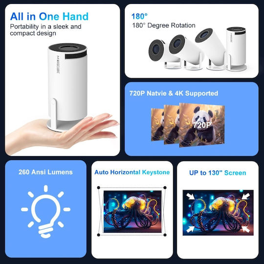 4k Mini Projector Magcubic Hy300 Pro Android 11 Dual Wifi6 260ansi Allwinner H713 Bt5.0 1080p 1280*720p Home Cinema Outdoor Projector