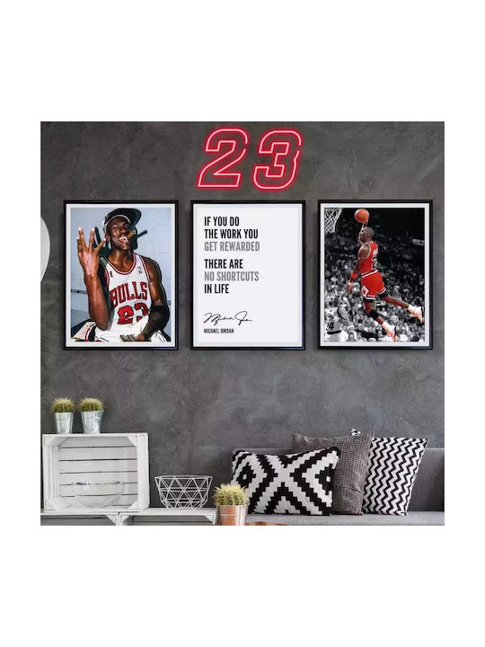 Poster Nba Michael Jordan Kds011b 21cm X 30cm Μαύρο Ξύλινο Κάδρο