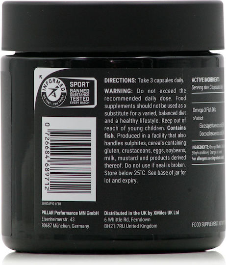 Pillar Performance Ultra Omega Impact Advanced Μουρουνέλαιο & Ιχθυέλαιο 90 ταμπλέτες 90 κάψουλες με γεύση Πορτοκάλι