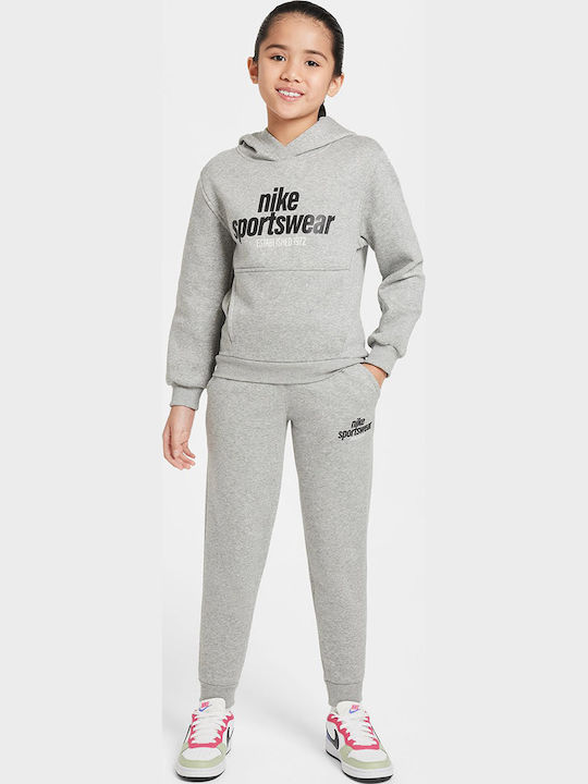 Fleece Παιδικό Φούτερ με Κουκούλα και Τσέπες Γκρι Nsw Club