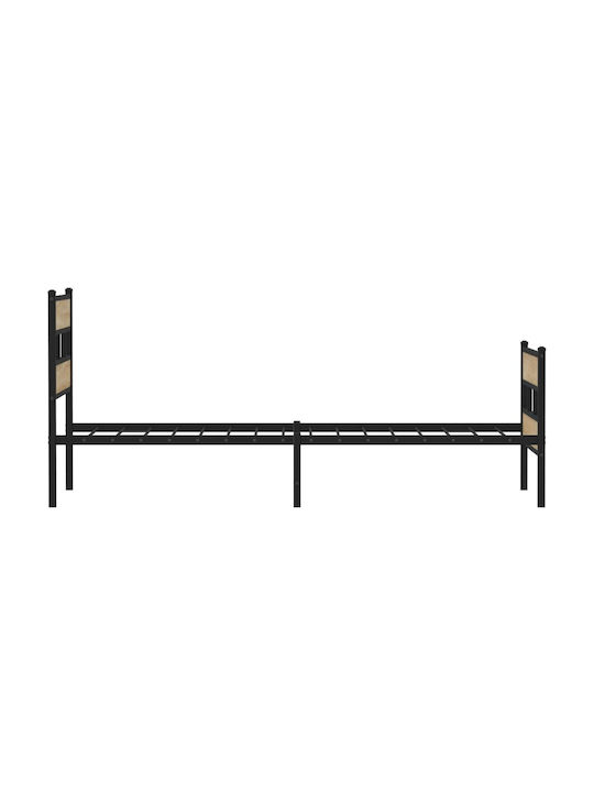 Double Wooden Bed Smoke Oak with Slats for Mattress 107x203cm