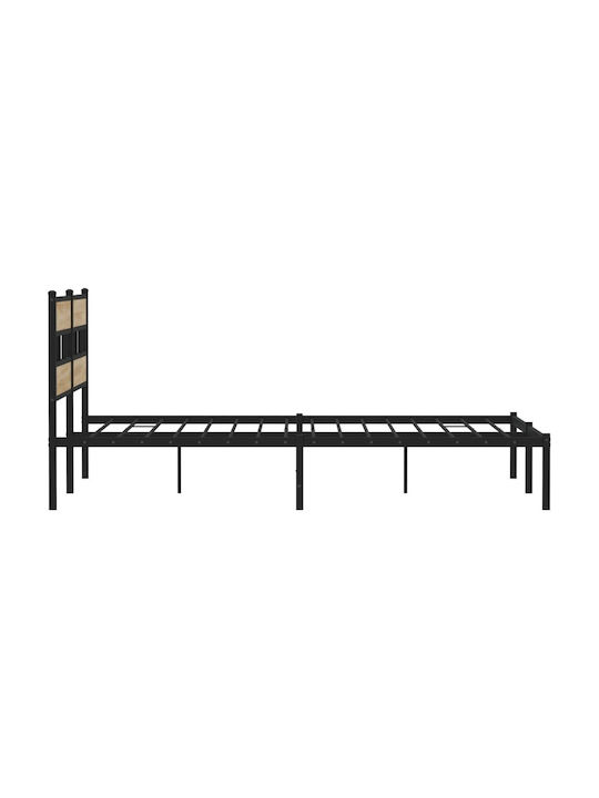 Легло King Size Дървено Кафяво с Дъски за Матрак 193x203см
