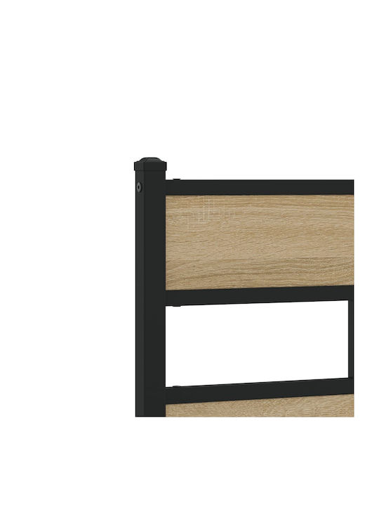 Double Wooden Bed Smoke Oak with Slats for Mattress 107x203cm