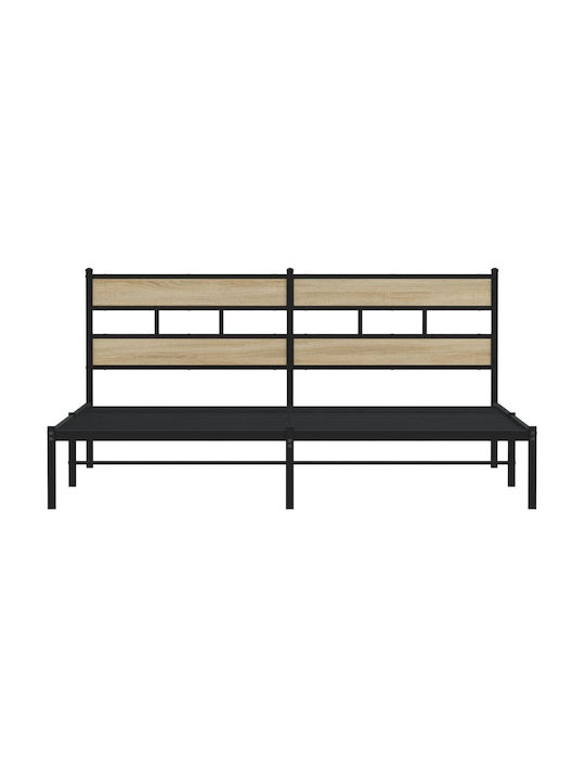 Легло King Size Дървено Кафяво с Дъски за Матрак 193x203см