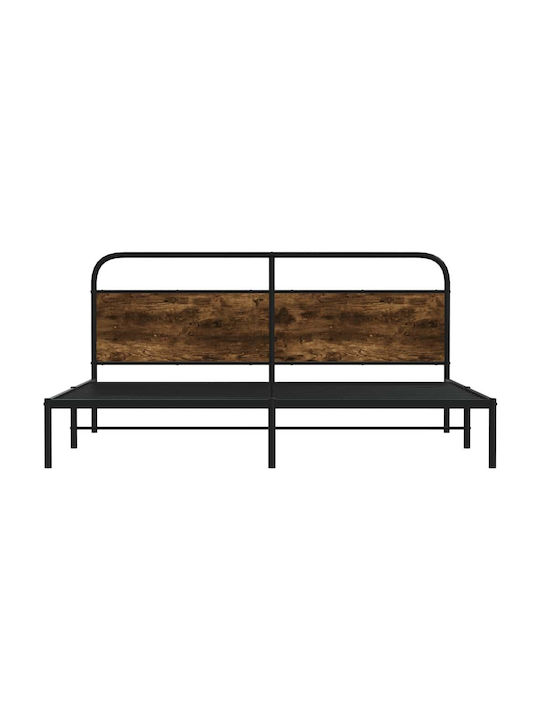 Легло King Size Дървено Кафяво с Дъски за Матрак 193x203см