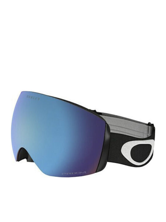 Oakley Flight Deck Prizm Μάσκα Σκι & Snowboard Ενηλίκων Μαύρη με Φακό Καθρέπτη σε Μπλε Χρώμα