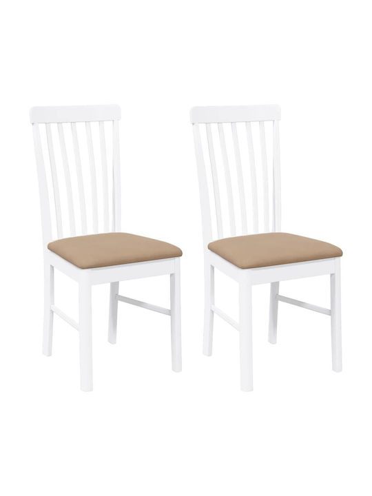 Dining Room Wooden Chair White 42.5x48x94cm 2pcs