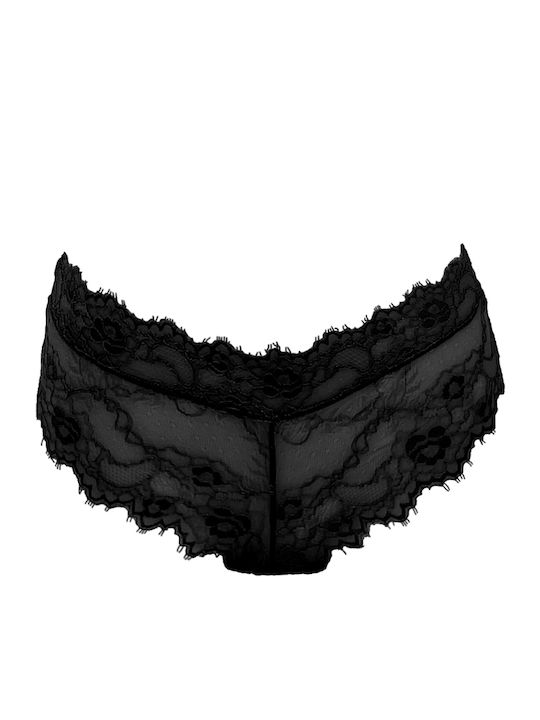 Висока талия Дамско Слип без Шевове с дантела Black
