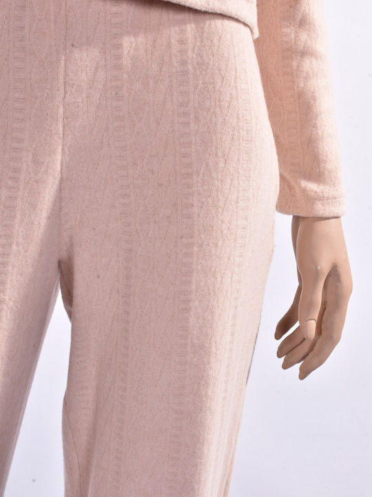 Women's Fabric Beige Trousers