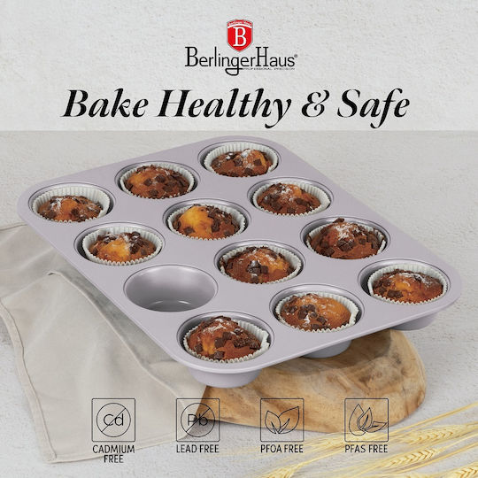 Berlinger Haus Φόρμα Ζαχαροπλαστικής για Cupcakes/Muffins 12 Θέσεων 35x26.5x3εκ.