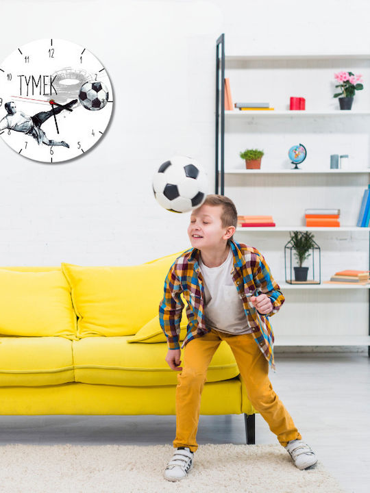 Ceas de Perete Băiat Decorațiune Copii Fotografie Fotbal + Nume