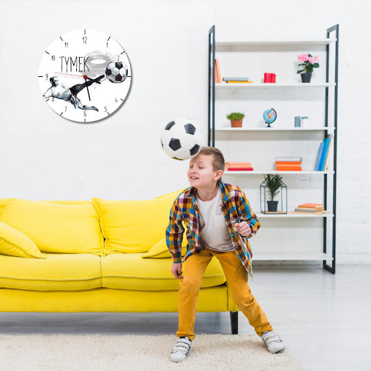 Wanduhr Junge Kinder Dekoration Fußball Bild + Name