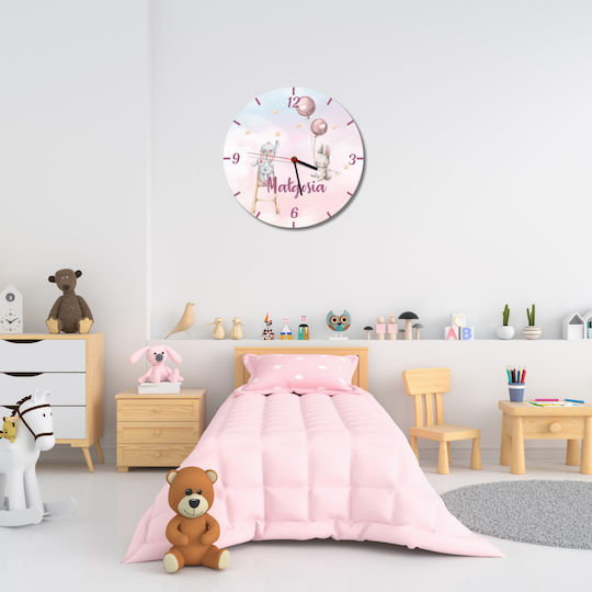 Kinderzimmeruhr Wanduhr Hasen Kinderbild Name