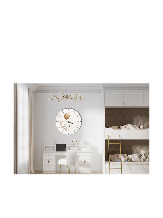 Μπεζ Παιδικό Ρολόι Τοίχου Bunny Balloon Clock Children's Room