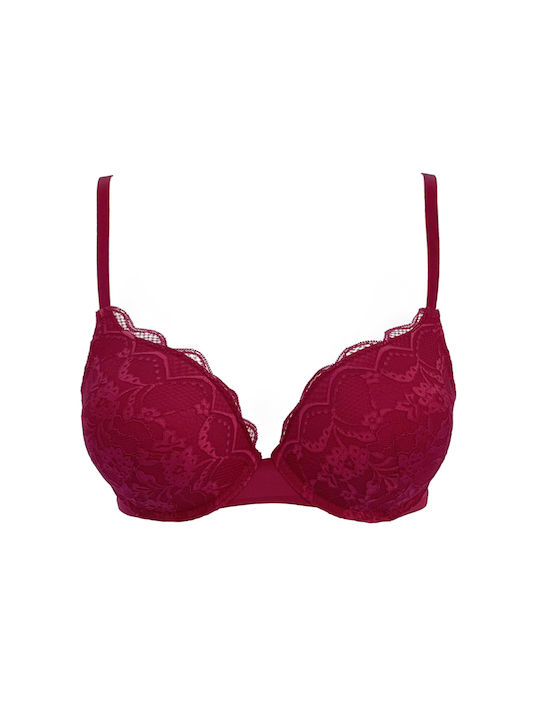 Pixie Intimates Balconette Balconette Bra with Light Padding Underwire Burgundy