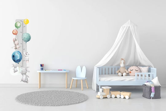 Children's Growth Chart Colorful Wall Sticker Grey Bunnies 45x120