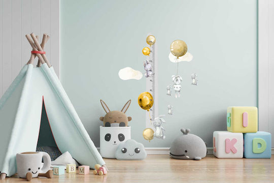 Kinder-Wachstumstabelle Hasen Gelbe Ballons Aufkleber 45x120