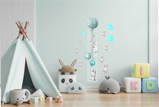 Children's Growth Chart Colorful Wall Sticker Grey Bunnies 45x120