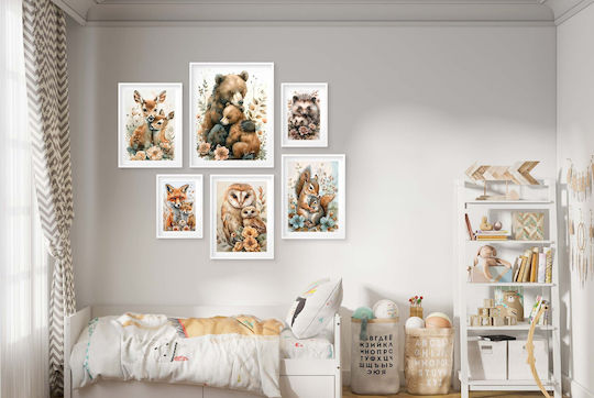 Kinderzimmer Poster Pastellbilder Kinder 6 Stück 100x100