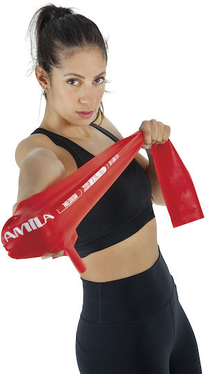 AMILA Лента за фитнес Gymtube мек Червен 1.2м