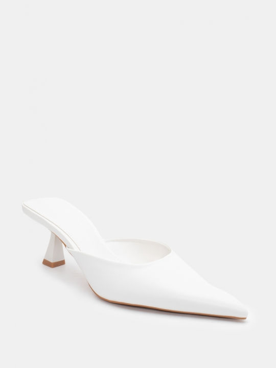 Luigi Heel Mules White