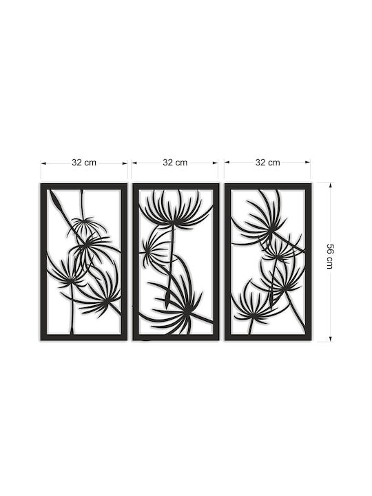 Triptych Open Work Panel Blowers Boho Decoration 3D Painting Living Room 56x96
