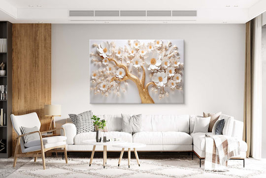 Wall Murals Living Room Gold Tree of Happiness 3D Magnolia Flower 80x120