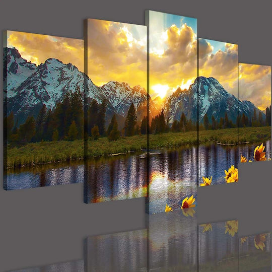 Canvas Painting Set Living Room Large Landscape Painting Lake Mountains 50x100