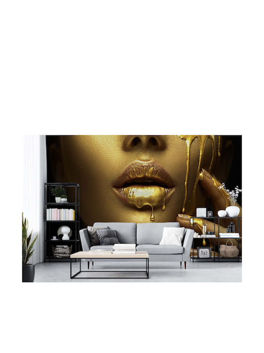 Dekorative Wandtapete Wohnzimmer Frauengesicht Gold 197x296