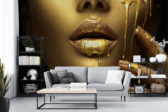 Dekorative Wandtapete Wohnzimmer Frauengesicht Gold 197x296