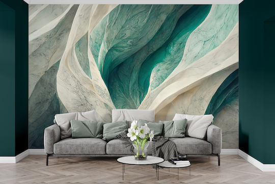 Thin 3D Wallpaper Abstract Green White Modern Decoration 260x390