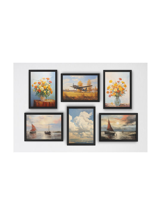 Vintage Poster Set Frames Unframed Printed On Photographic Paper Featuring Nature Motifs