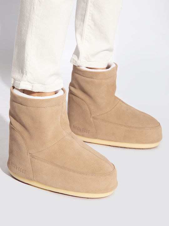 Moon Boot Icon Low Suede Γυναικείες Μπότες Χιονιού Μπεζ