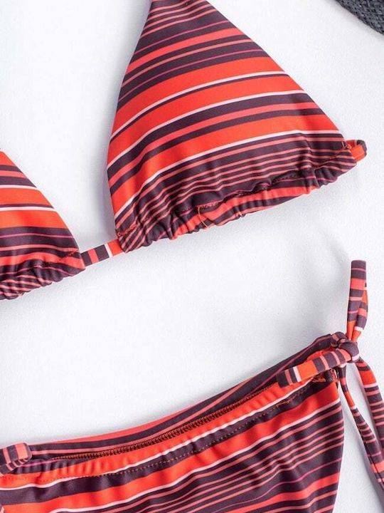 Set Bikini 3 Pieces with Removable Padding Brazil Striped Orange