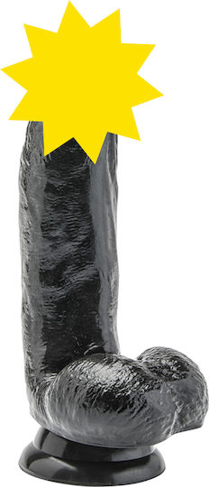 ToyJoy Get Real Dildo with Balls Ρεαλιστικό Dildo με Όρχεις και Βεντούζα Black 15cm