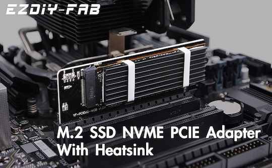 M.2 NVME SSD to PCI Express Adapter with Heatsink Support PCIe x16 Schwarz
